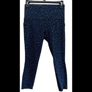 Athleta Navy and Black Leopard Print High-Waist Leggings